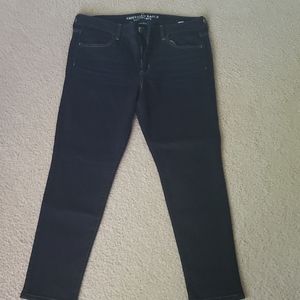 American eagle short cut blue jeggings